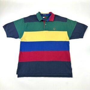 Hilfiger 90s Vintage colour block stripe short sleeve mens polo XL
Pique cotton